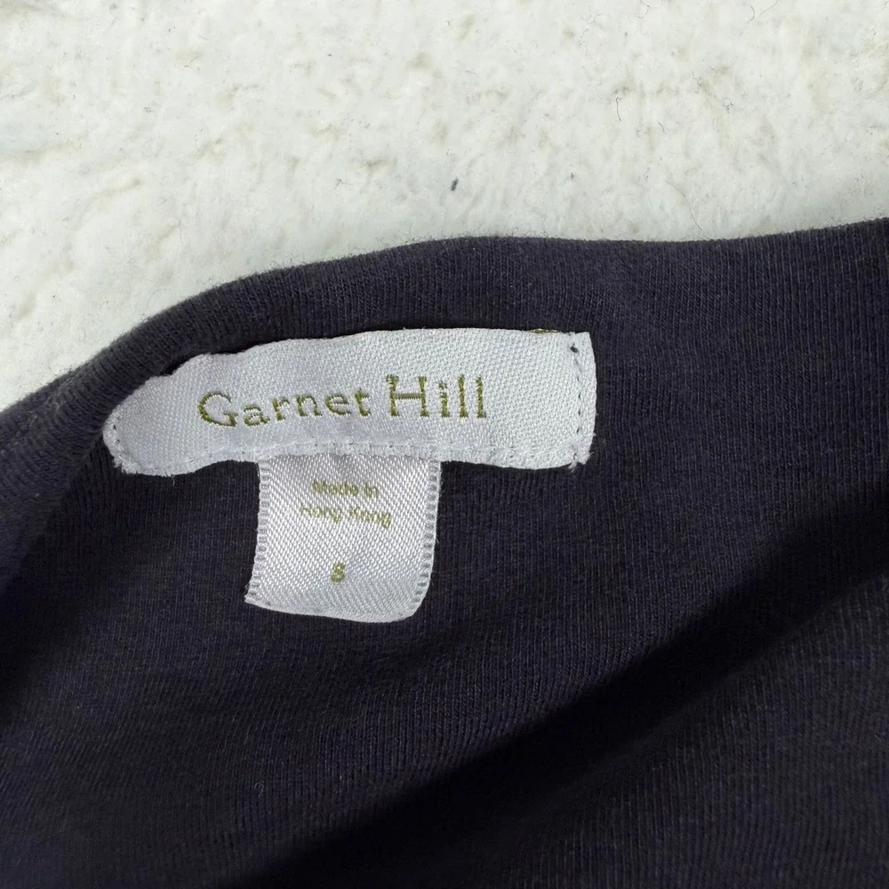 Garnet Hill T-Shirt Dress Small Dark Gray 3/4‎ Sleeve Scoop Neck Shift Capsule